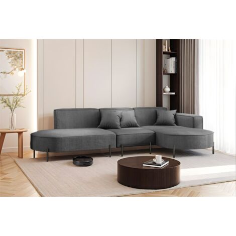 Ecksofa Designersofa VALENCIA in Stoff Scala Anthrazit Ottomane Rechts