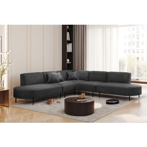 Ecksofa Designersofa VALENCIA Stoff Noel Grafit Universal