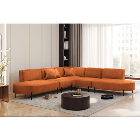 Ecksofa Designersofa VALENCIA Stoff Noel Ziegelrot Universal