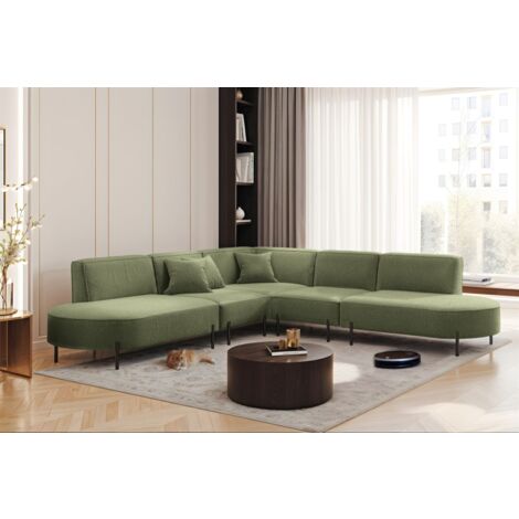 Ecksofa Designersofa VALENCIA Stoff Quelle Hellgrün Universal