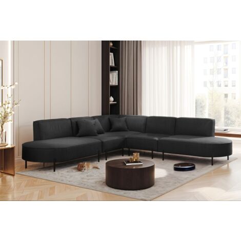 Ecksofa Designersofa VALENCIA Stoff Scala Anthrazit Universal