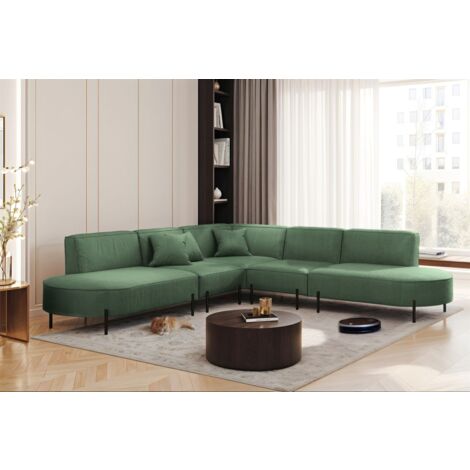 Ecksofa Designersofa VALENCIA Stoff Scala Forest Universal