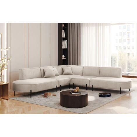 Ecksofa Designersofa VALENCIA Stoff Scala Sand Universal