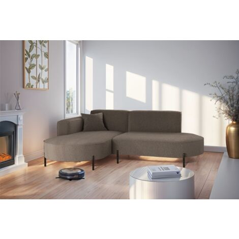 Ecksofa Designersofa VALENCIA XS in Stoff Quelle Braun Ottomane Links