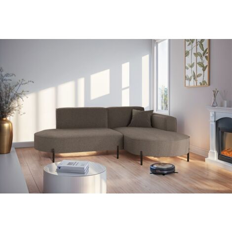Ecksofa Designersofa VALENCIA XS in Stoff Quelle Braun Ottomane Rechts