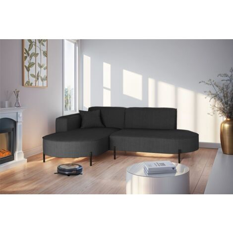 Ecksofa Designersofa VALENCIA XS in Stoff Scala Anthrazit Ottomane Links