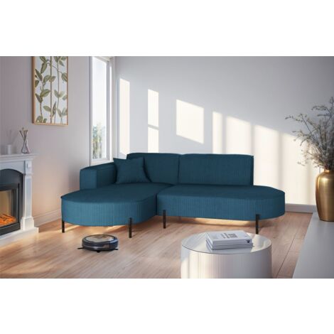 Ecksofa Designersofa VALENCIA XS in Stoff Scala Blau Ottomane Links