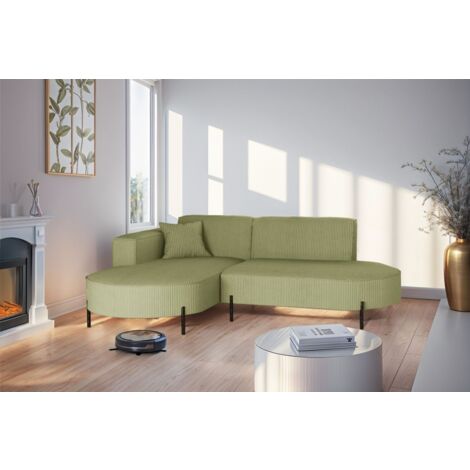 Ecksofa Designersofa VALENCIA XS in Stoff Scala Kiwi Ottomane Links