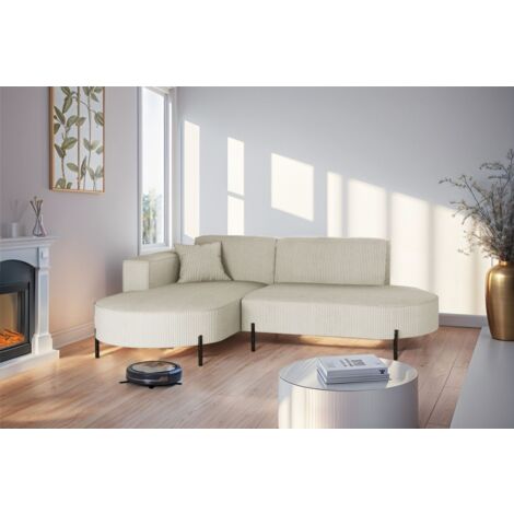 Ecksofa Designersofa VALENCIA XS in Stoff Scala Sand Ottomane Links