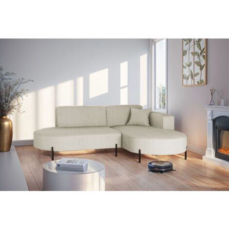 Ecksofa Designersofa VALENCIA XS in Stoff Scala Sand Ottomane Rechts