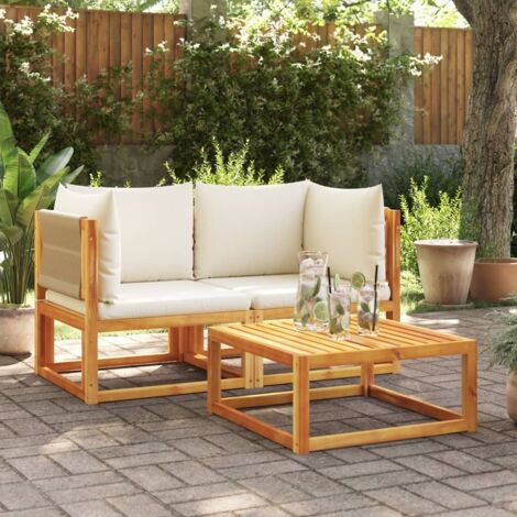 Ecksofa für den Garten mit 2 Kissen aus massivem Akazienholz