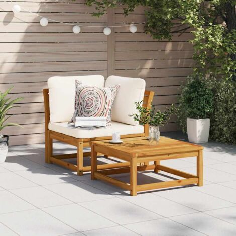 Ecksofa Garten mit Kissen 73x73x65cm aus massivem Akazienholz