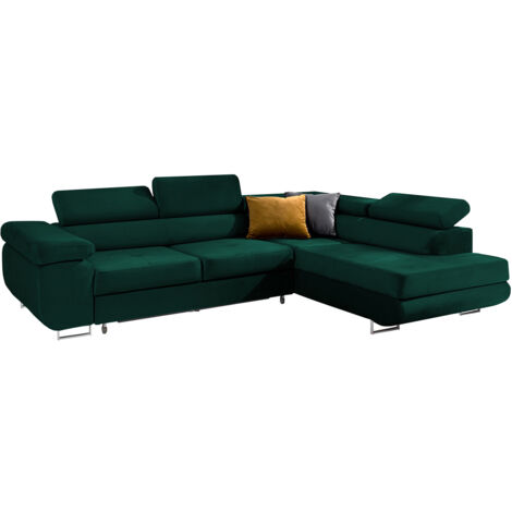 Ecksofa, gerade umwandelbar, 4-sitzig Wilson Velours Tannengrün