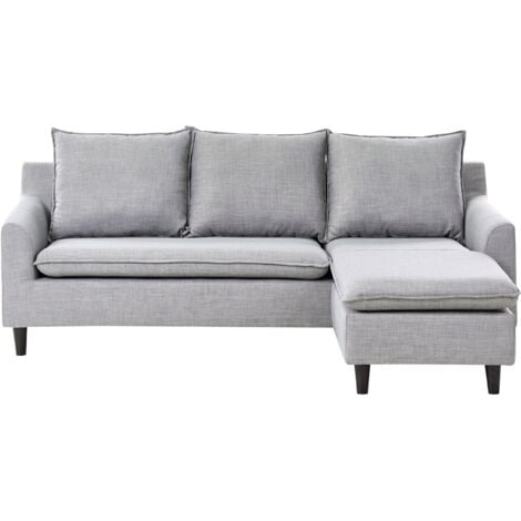 Ecksofa Hellgrau Polsterbezug L-Förmig Linksseitig Universal Traditionell Wohnzimmer