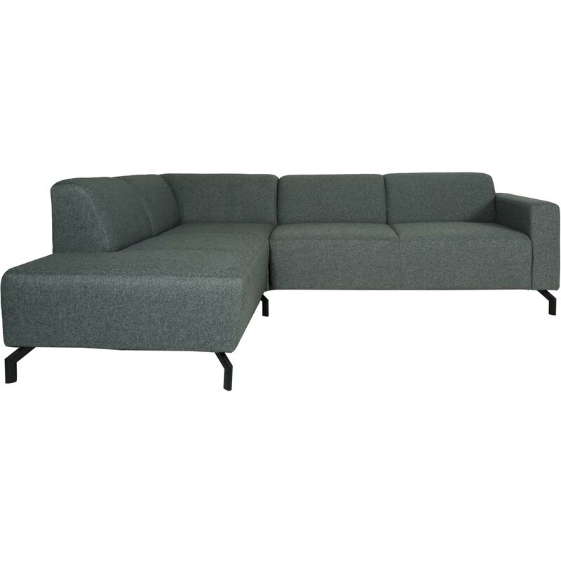HHG - Ecksofa 853, Couch Sofa mit Ottomane links, Made in EU, wasserabweisend ~ Stoff/Textil grau