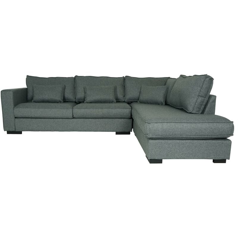 Ecksofa 873, Couch Sofa mit Ottomane rechts, Made in EU, wasserabweisend ~ Stoff/Textil grau - HHG