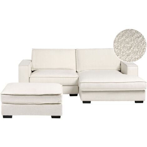 Ecksofa KOLDING Stoff Hellbeige mit Ottomane linksseitig