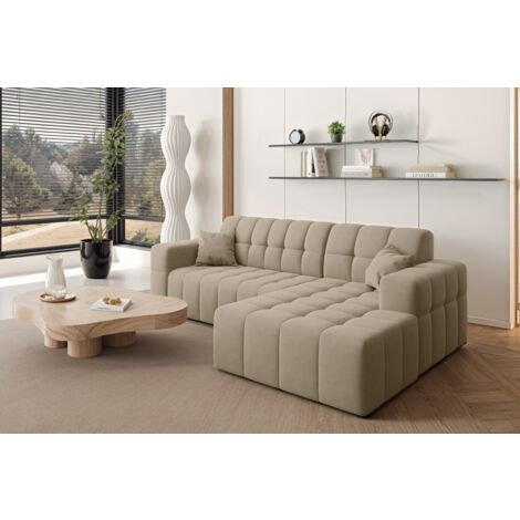 Ecksofa L-förmiges Nimes-Eckmöbel links/rechts Beige Rechts