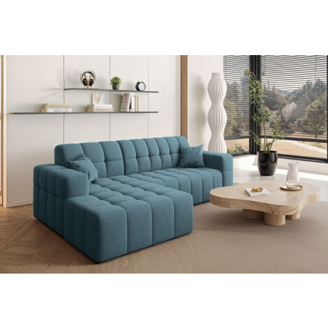 Ecksofa L-förmiges Nimes-Eckmöbel links/rechts Blau Links