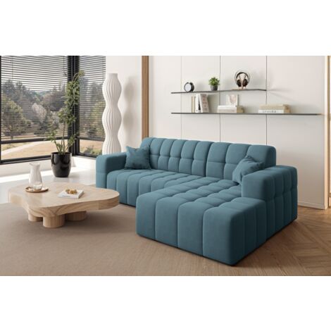 Ecksofa L-förmiges Nimes-Eckmöbel links/rechts Blau Rechts