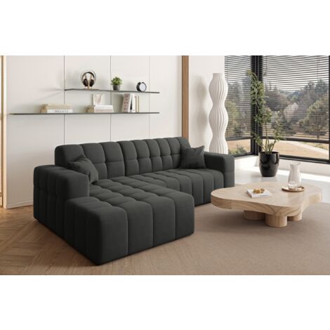 Ecksofa L-förmiges Nimes-Eckmöbel links/rechts Schwarz Links