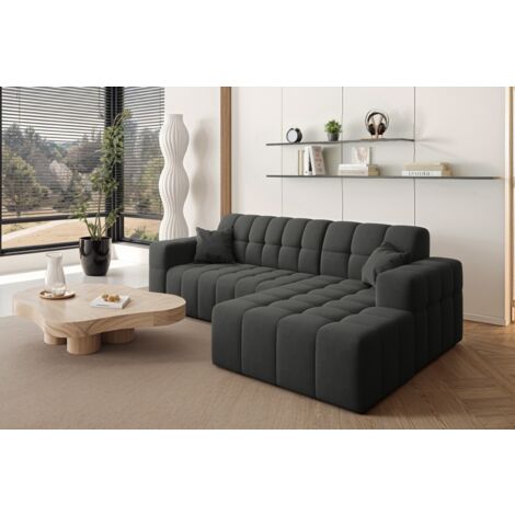 Ecksofa L-förmiges Nimes-Eckmöbel links/rechts Schwarz Rechts