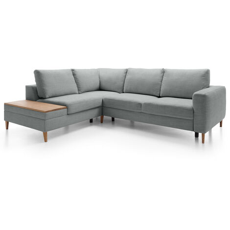 Ecksofa L-Form, Bettkasten, langer Schenkel rechts ADANA-155 silber-grau, B/H/T: ca. 260/90/204 cm
