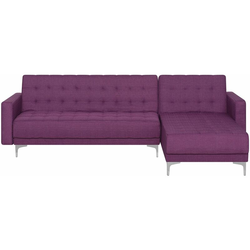 Beliani - Ecksofa Violett Polsterbezug L-Förmig Linksseitig Schlaffunktion Klassisch Wohnzimmer - Violett