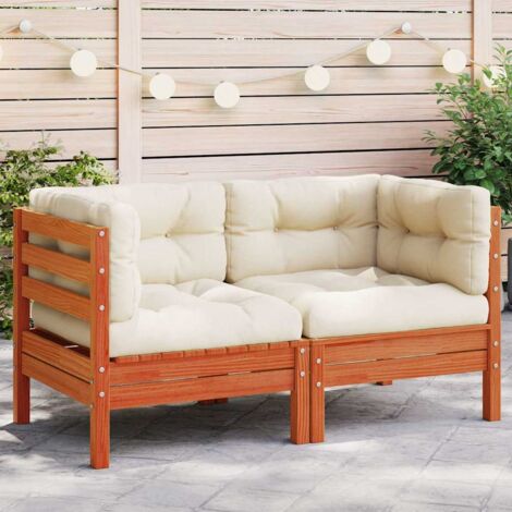 Ecksofa mit Kissen 2 Stk. Wachsmarron Kiefernholz