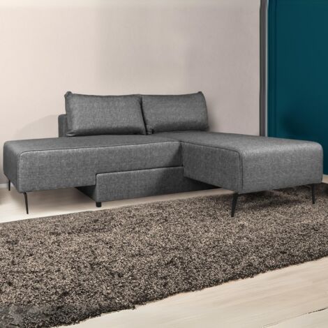 Ecksofa mit Schlaffunktion grau 290x85