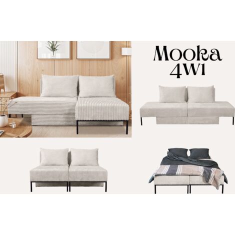 Ecksofa mit schlaffunktion, Sofa, Betten, Liegestuhl,  MOOKA 4in1-Multifunktions-System, stoff Velo