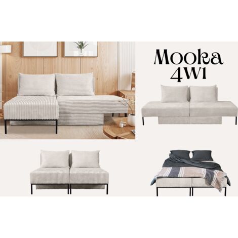 Ecksofa mit schlaffunktion, Sofa, Betten, Liegestuhl,  MOOKA 4in1-Multifunktions-System, stoff Velo