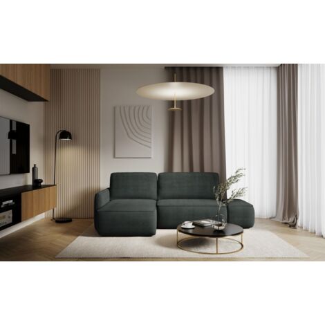 Ecksofa mit Schlaffunktion Sofa LUKA in Stoff Cremona Anthrazit Ottomane Links