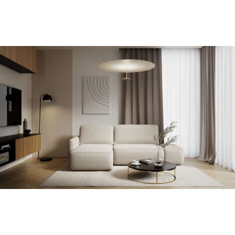 Ecksofa mit Schlaffunktion Sofa LUKA in Stoff Cremona Beige Ottomane Links