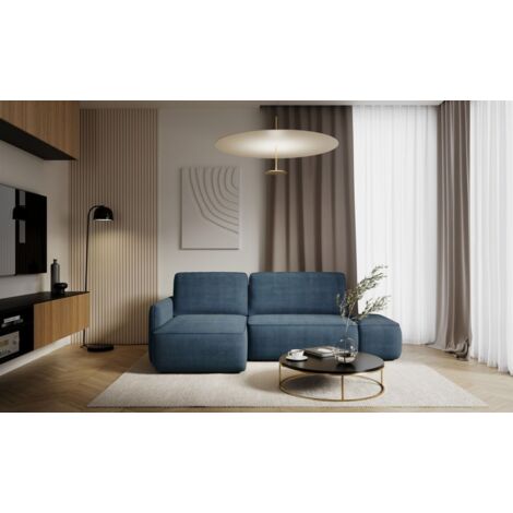 Ecksofa mit Schlaffunktion Sofa LUKA in Stoff Cremona Dunkelblau Ottomane Links
