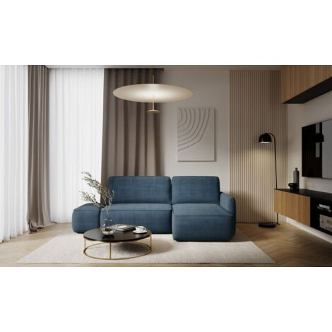 Ecksofa mit Schlaffunktion Sofa LUKA in Stoff Cremona Dunkelblau Ottomane Rechts