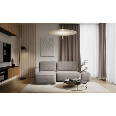 Ecksofa mit Schlaffunktion Sofa LUKA in Stoff Cremona Graubraun Ottomane Links