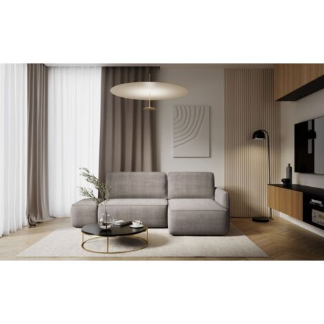 Ecksofa mit Schlaffunktion Sofa LUKA in Stoff Cremona Graubraun Ottomane Rechts