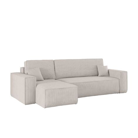 Ecksofa mit schlaffunktion und bettkasten, Eckcouch BEST stoff Poso Dicker Cord viele farben Beige L