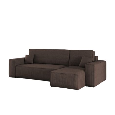 Ecksofa mit schlaffunktion und bettkasten, Eckcouch BEST stoff Poso Dicker Cord viele farben Braun R