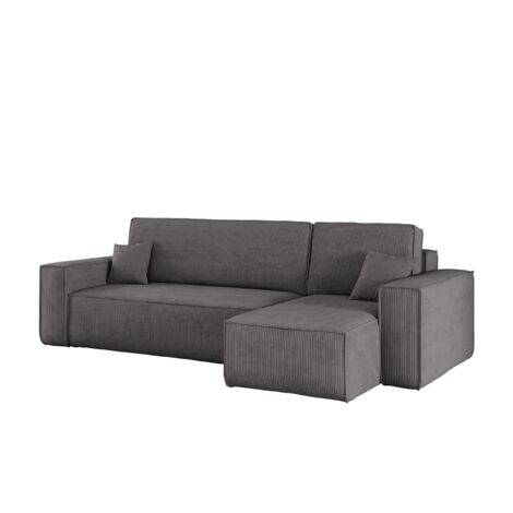 Ecksofa mit schlaffunktion und bettkasten, Eckcouch BEST stoff Poso Dicker Cord viele farben Dunkelg