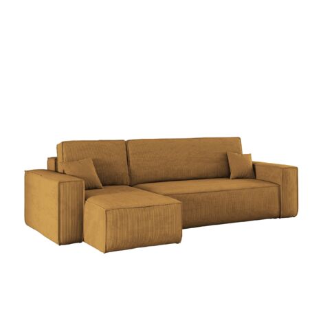 Ecksofa mit schlaffunktion und bettkasten, Eckcouch BEST stoff Poso Dicker Cord viele farben Senffar