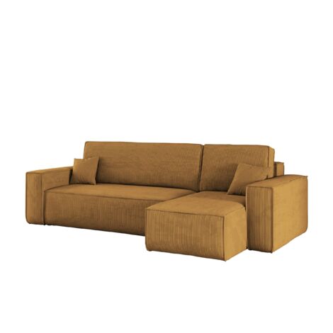 Ecksofa mit schlaffunktion und bettkasten, Eckcouch BEST stoff Poso Dicker Cord viele farben Senffar