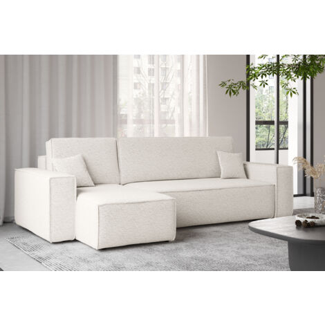 Ecksofa mit schlaffunktion und bettkasten, Sofa L-Form, Sofa L-Form BEST stoff Abriamo