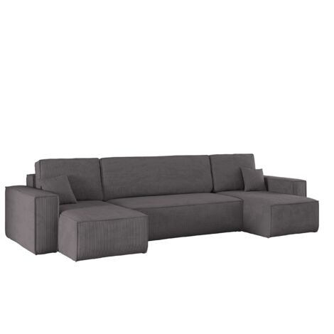 Ecksofa mit schlaffunktion und bettkasten, Sofa U-form, Couch U-form BEST Cord Dunkelgrau