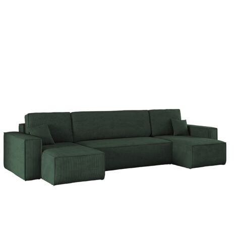 Ecksofa mit schlaffunktion und bettkasten, Sofa U-form, Couch U-form BEST Cord Grün