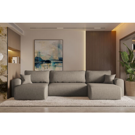 Ecksofa mit schlaffunktion und bettkasten, Sofa U-form, Couch U-form CAPRI Neve Braun