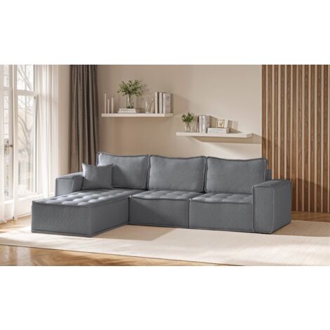 Ecksofa Modulsofa 3-teilig SANDE Stoff Alpine Anthrazit Ottomane Links