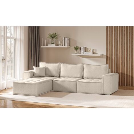 Ecksofa Modulsofa 3-teilig SANDE Stoff Alpine Beige Ottomane Links