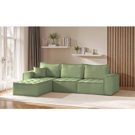 Ecksofa Modulsofa 3-teilig SANDE Stoff Alpine Hellgrün Ottomane Links